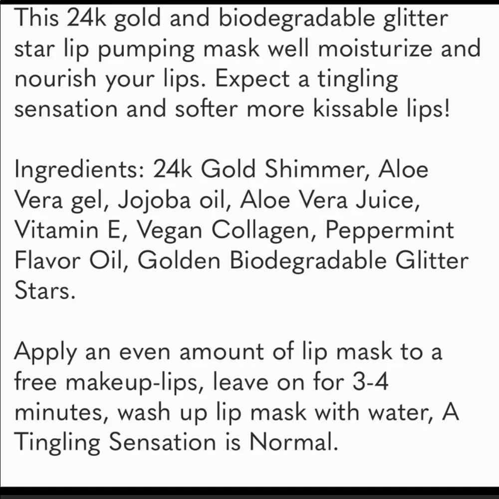 AMNH Kiss The Stars 24K Gold‎ Lip Plumping Mask New 1oz